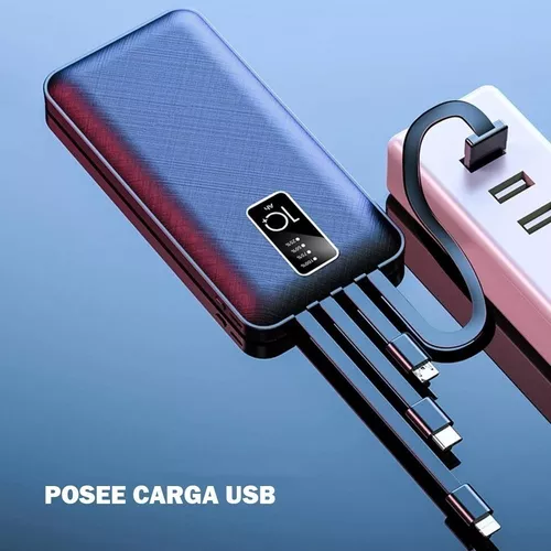 Cargador portátil para iPhone, cables integrados de carga rápida USB C -  VIRTUAL MUEBLES