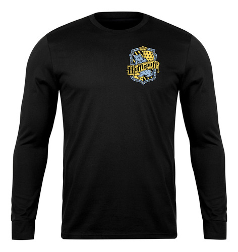 Playera Manga Larga Hufflepuff Escudo Harry Moda 01
