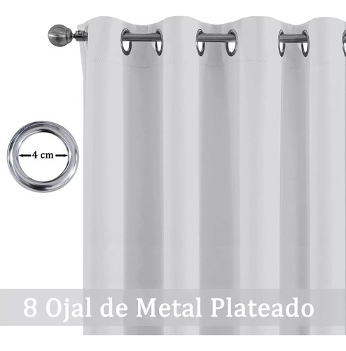 Cortinas 100% Blackout Largas 140x230cm Tres Capas Hogar Blanco