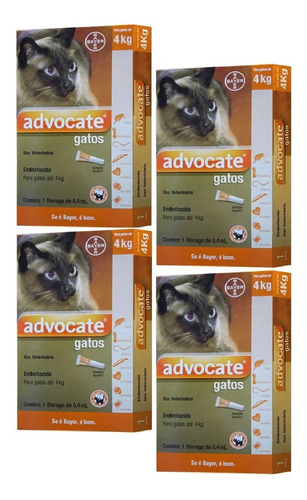 4 Advocate Gatos Até 4 Kg Antipulgas Envio Imediato Com Nf