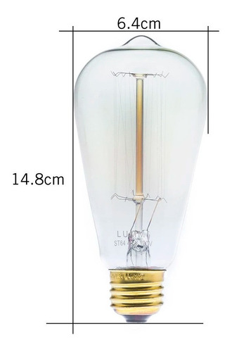 Foco Edison Vintage 40w Incandescente E26 St64 Luz Cálida