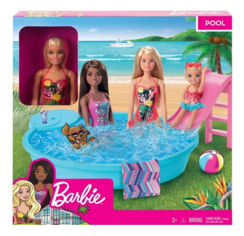 Set Muñeca Barbie  En La Piscina Accesorios Original Mattel.