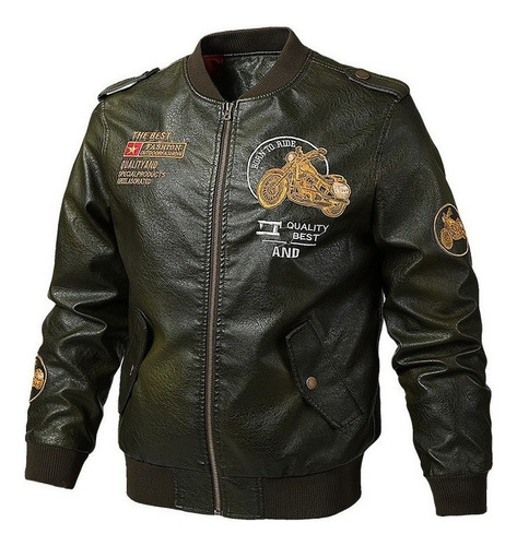 Chaqueta De Cuero Militar Para Hombre, Chaqueta De Moto, Abr