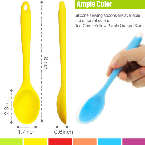6 Cucharas De Silicona Multicolores Para Cocinar Y Hornear -