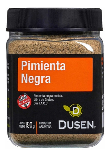 Pimienta Negra Molida Dusen Sin Tacc Y Kosher X 190 Grs.