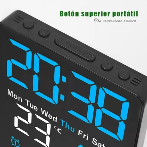 Reloj De Pared Digital Con Termómetro, Alarmas Y Calendario