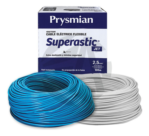 Cable Prysmian 2.5mm X2 Pack Celeste + Blanco X100mts Ea