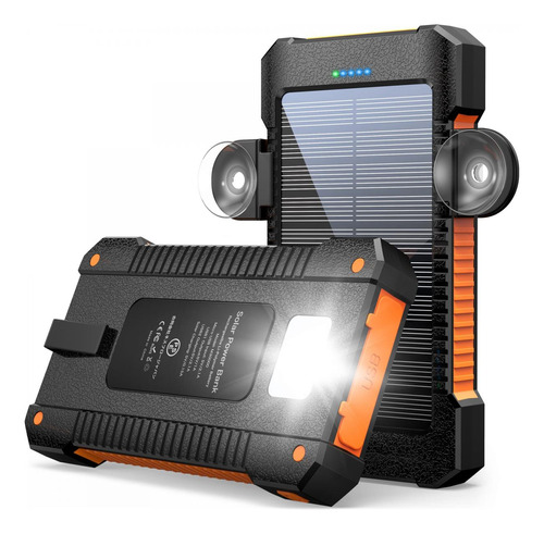 Cargador Solar Con Ventosa Y Linterna Con 3 Puertos Usb