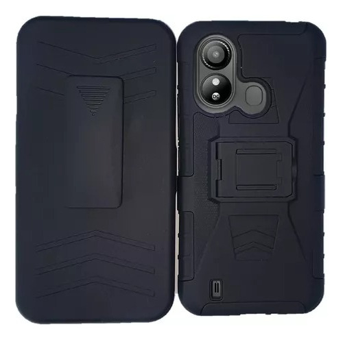 Protector Uso Rudo + Clip Para Zte L220 Negro