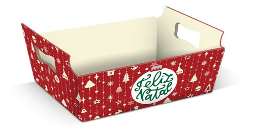 Embalagem Caixa Cesta Feliz Natal G (6760) Pacote C/ 10 Un