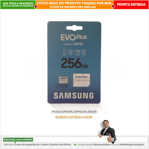 Cartão Memória 256g Original Samsung Microsd + Adap. Sd |p2
