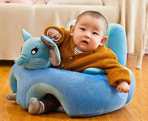 Sofá Silla Para Bebé Asiento Soporte Peluche Con Relleno Azul Claro
