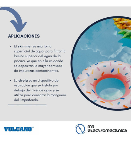 Imagen 3 de 10 de Kit Vulcano Piscina Hormigón: 2 Skimmer 20 Cm. + Accesorios