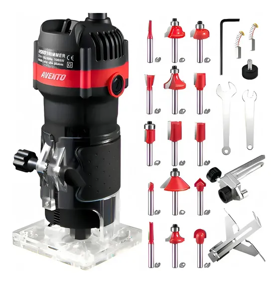 AVENTO Tupia Manual Elétrica Laminadora 6mm 30000rpm,kit Tupia Manual Laminadora 6 Velocidades Com Jogo De Fresas 15peça