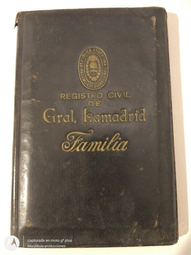 Libreta De Familia General Lamadrid 1954