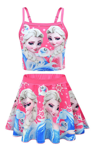 Niña Frozen Baño Traje Camisola Falda Corta Juego Completo