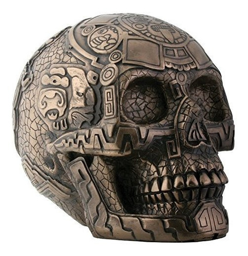 Escultura De Colección Summit Cráneo Azteca De Bronce Con 