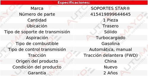 Tacón Transmisión Aut, Std Tras Cruze 4 Cil 1.4l 2014-2017