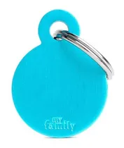 Comprar Chapa Identificatoria Para Mascotas My Family Small Round Celeste Grabado Instantáneo