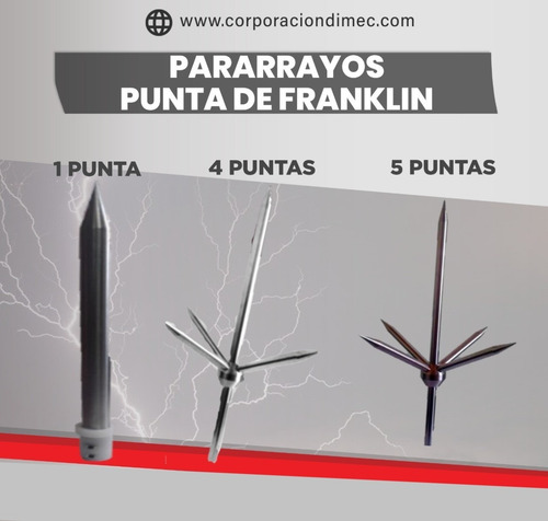Imagen 7 de 10 de Kits Con Pararrayos Punta Franklin De 5 Puntas.