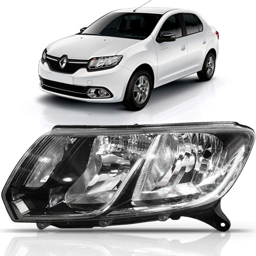 Farol Logan 2015 2016 Renault Mascara Negra