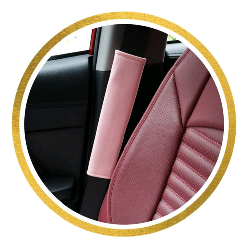 Kit Funda Cinturon Seguridad Rosa Coche Almohadilla 2 Piezas