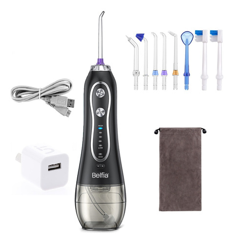 Irrigador Bucal Ducha Dental Water Hf-6 Belfia Con 5 Niveles De Presion Con 8 Picos Usb