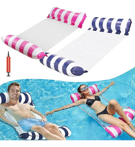 2 Hamacas Inflable Para Piscina Colchón Flotador 