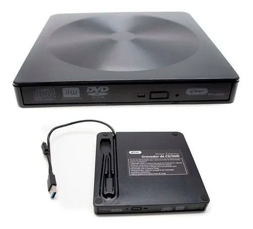 Imagem 2 de 5 de Gravador De Dvd Cd Externo Usb 3.0 E Tipo C Slim Portatil