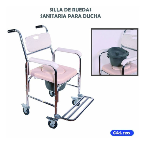 Imagen 1 de 1 de Silla Inodoro Con 4 Ruedas Frenos Tacho Muy Reforzada