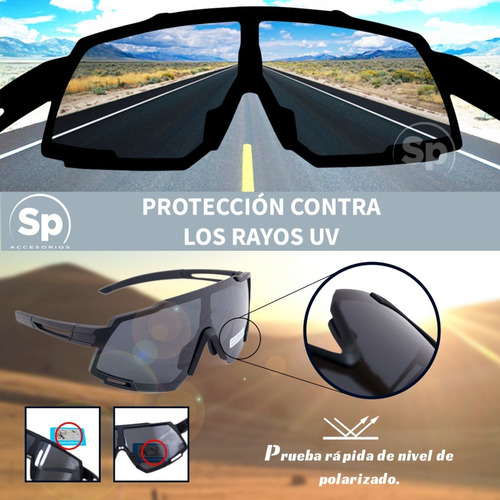 Imagen 4 de 10 de Lentes Deportivos Para Ciclismo Polarizados Unisex 4 Micas