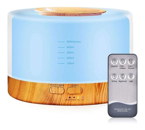 Difusor Humidificador Aromatizador Control Remoto Madera Led Color # Bambu LED