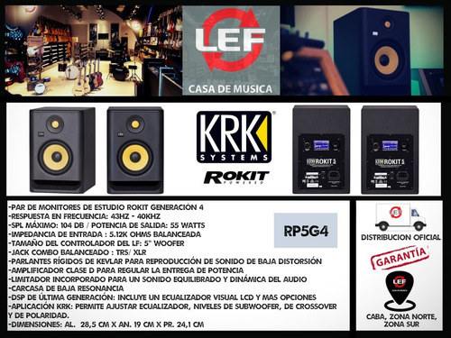 Imagen 3 de 5 de Monitores De Estudio Krk Rokit 5 G4 Por Par