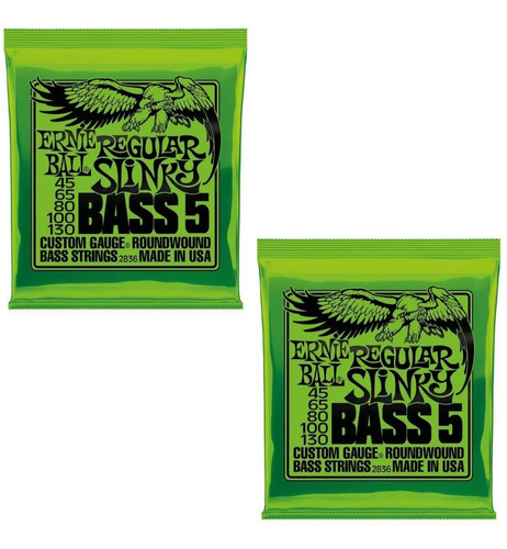 Kit 2 Encordoamento Baixo 045 Ernie Ball Regular Slinky Níqu