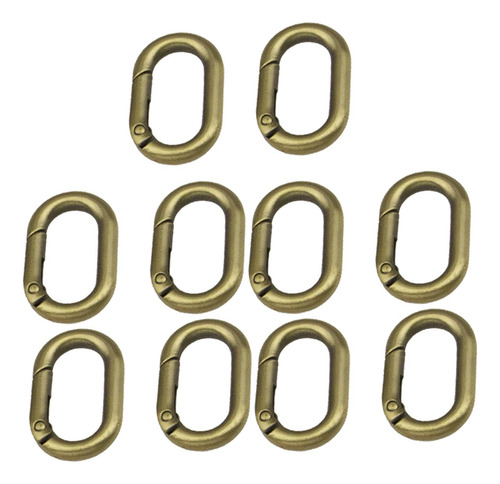 10 Uds. Anillos Ovalados De Resorte Mosquetón Bronce
