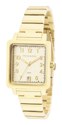 Relógio Feminino Technos Dourado Quadrado 2115kpj/4d