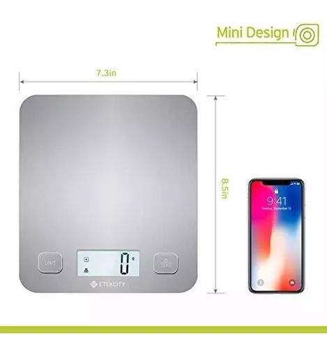 Etekcity Cuenco de báscula de cocina de alimentos, onzas digitales y gramos  para cocinar, hornear, preparar comidas, dieta y pérdida de peso, 11 lb/5