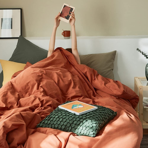 Imagen 9 de 9 de Ropa De Cama Color Caramelo Funda Nórdica Full Queen C...
