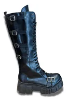 Comprar Botas Borcegos Mujer Caña Alta Con Hebillas Plataforma