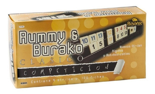 Rummy Burako Competicion Juego Mesa Fichas Relieve Bisonte E Toy Piola