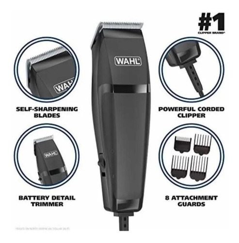 Combo Maquina De Peluqueria Y Patillera Wahl 14 Piezas Guía