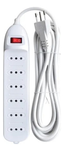 Alargador Corriente Zapatilla Enchufe Múltiple 6 Tomas 3m Color Blanco