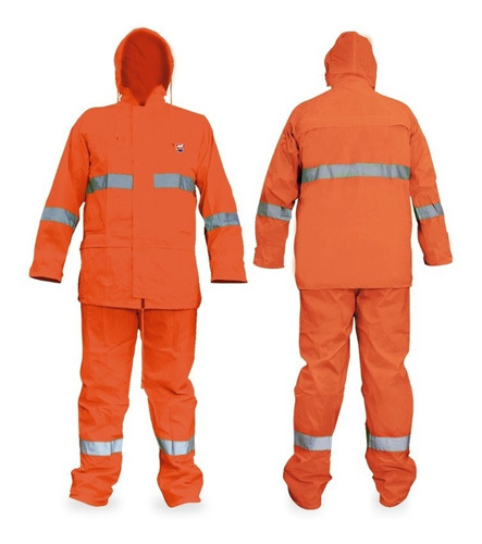 Impermeable 2 Piezas  Naranja- Chamarra Y Pantalón