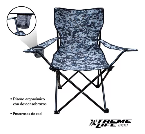 Silla Plegable Playa Exteriores Funda Portavasos Camping gris S XTREME LIFE  HJSCPN000000