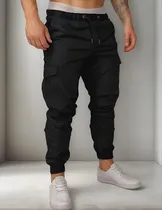 Comprar Pantalones Hombre Cargo Gabardina Bolsillos Casuales Jogger