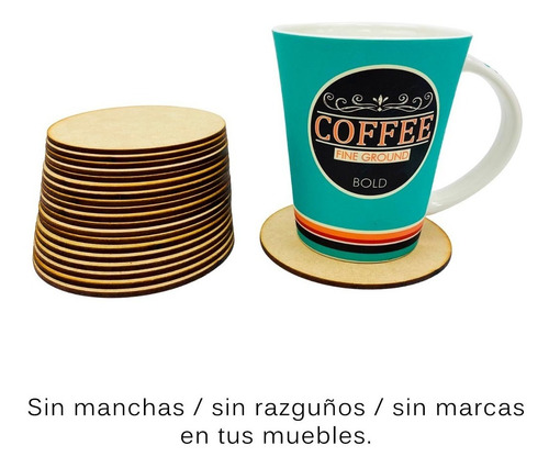 Imagen 5 de 10 de Soporte Para Vaso Portavasos Circular Base Madera Mdf 20 Pz