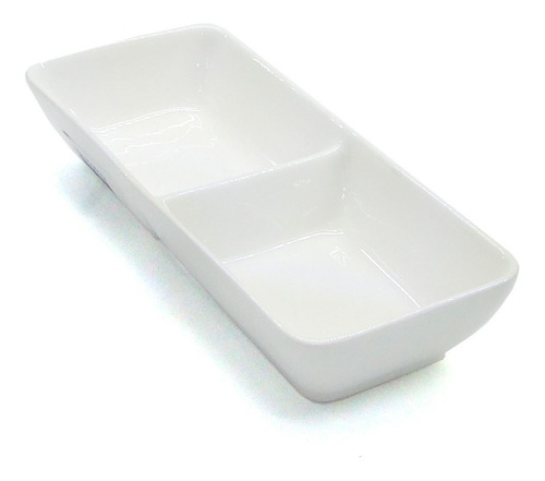 Salsera Doble De Porcelana Blanca X5 Unidades 15x7x3,5 Cm