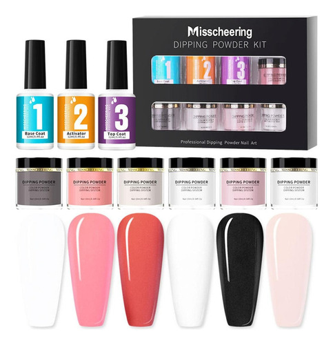 Polvo De Uñas X Dipping Powder De Color Sólido Con Purpurina