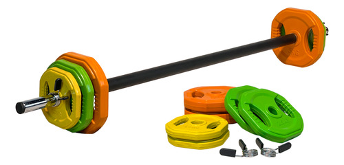 Set Barra Body Pump Fitness 2,5kg +17,5kg Discos Athletic