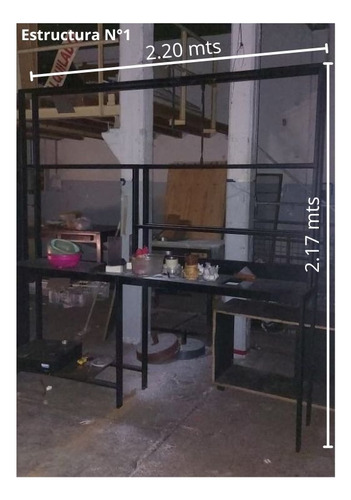 Lote 2 Estanterias Comercial Hierro Y Muebles En Madera Negro (Usado)